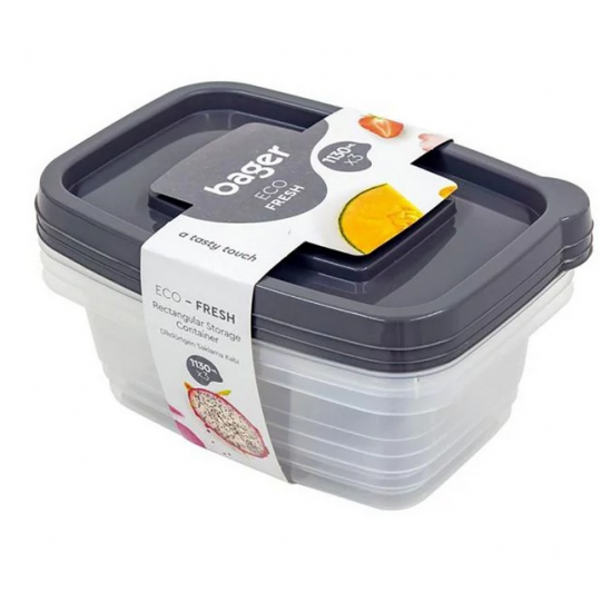 BAGER Tároló doboz téglalap rózsaszín-zöld 3x1020ml (BG-657) Eng.