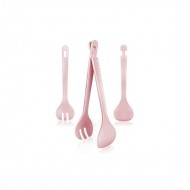 Műanyag saláta kiszedő pink-zöld-átlátszó Culinaria 29 cm