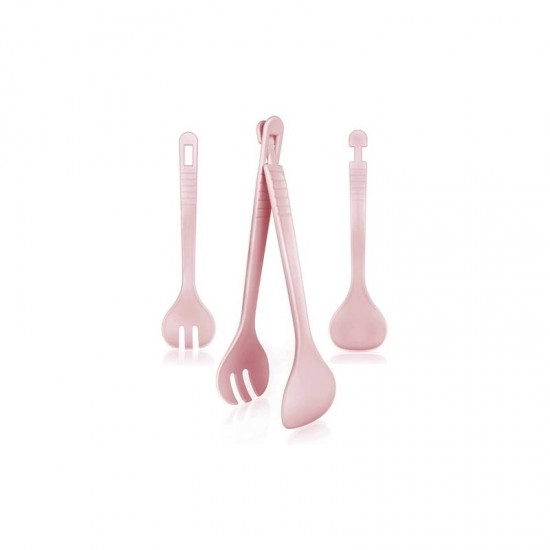 Műanyag saláta kiszedő pink-zöld-átlátszó Culinaria 29 cm