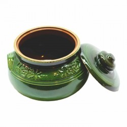 Agyag lábas-ÖBLÖS mintás zöld  6L KKKK (131304-152558)