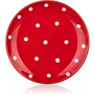 Piros pöttyös kerámia desszert tányér 18,6cm BNQ (6/cs) Piros pöttyös kerámia desszert tányér 18,6cm BNQ (6/cs)