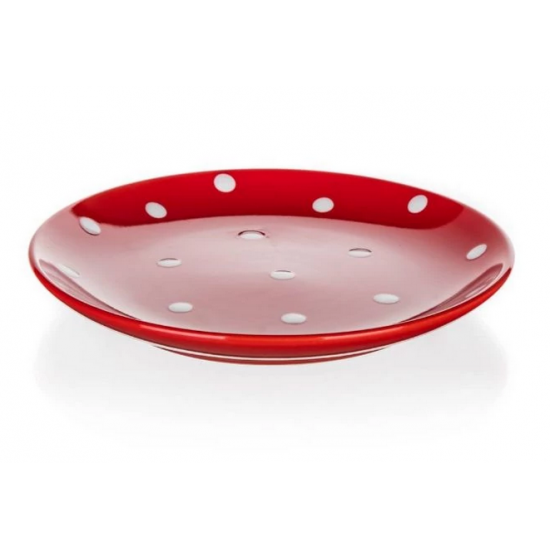 Piros pöttyös kerámia desszert tányér 18,6cm BNQ (6/cs)