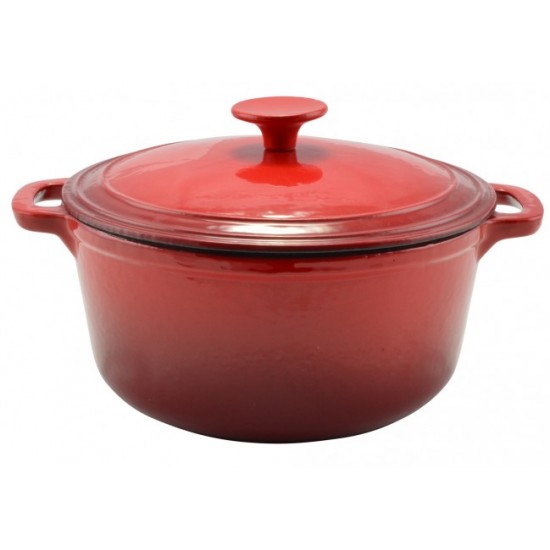 Öntöttvas lábas zománcozott PIROS 28 cm - 6.5 liter (10567) (12969) Fém gombos