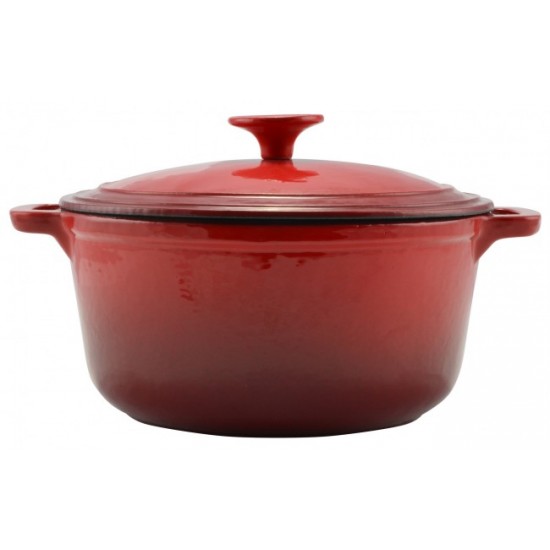 Öntöttvas lábas zománcozott PIROS 28 cm - 6.5 liter (10567) (12969) Fém gombos