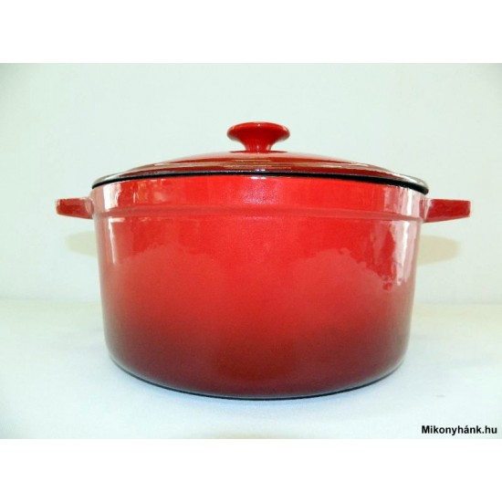 Öntöttvas lábas zománcozott PIROS 28 cm - 6.5 liter (10567) (12969) Fém gombos
