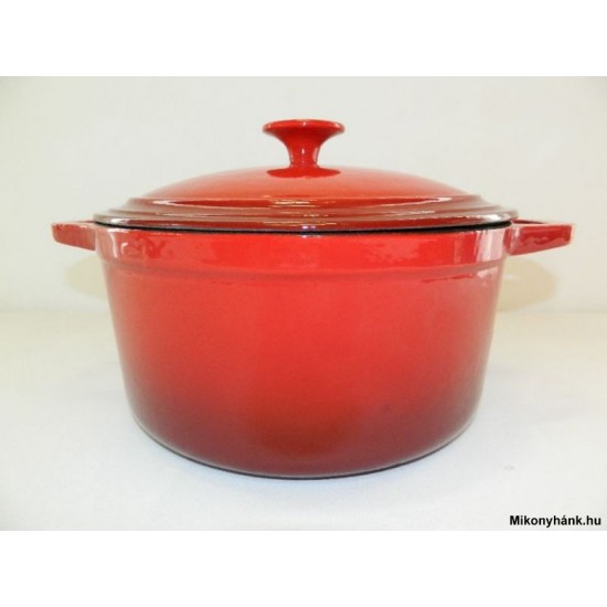 Öntöttvas lábas zománcozott PIROS 28 cm - 6.5 liter (10567) (12969) Fém gombos