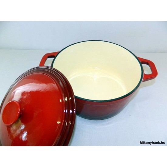 Öntöttvas lábas zománcozott PIROS 28 cm - 6.5 liter (10567) (12969) Fém gombos