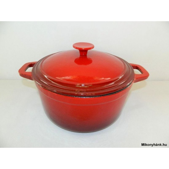Öntöttvas lábas zománcozott PIROS 28 cm - 6.5 liter (10567) (12969) Fém gombos