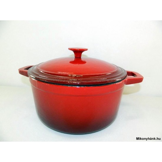 Öntöttvas lábas zománcozott PIROS 28 cm - 6.5 liter (10567) (12969) Fém gombos