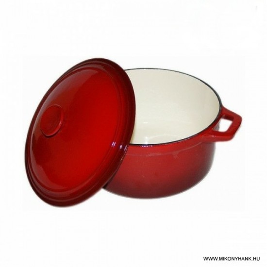 Öntöttvas lábas zománcozott PIROS 28 cm - 6.5 liter (10567) (12969) Fém gombos